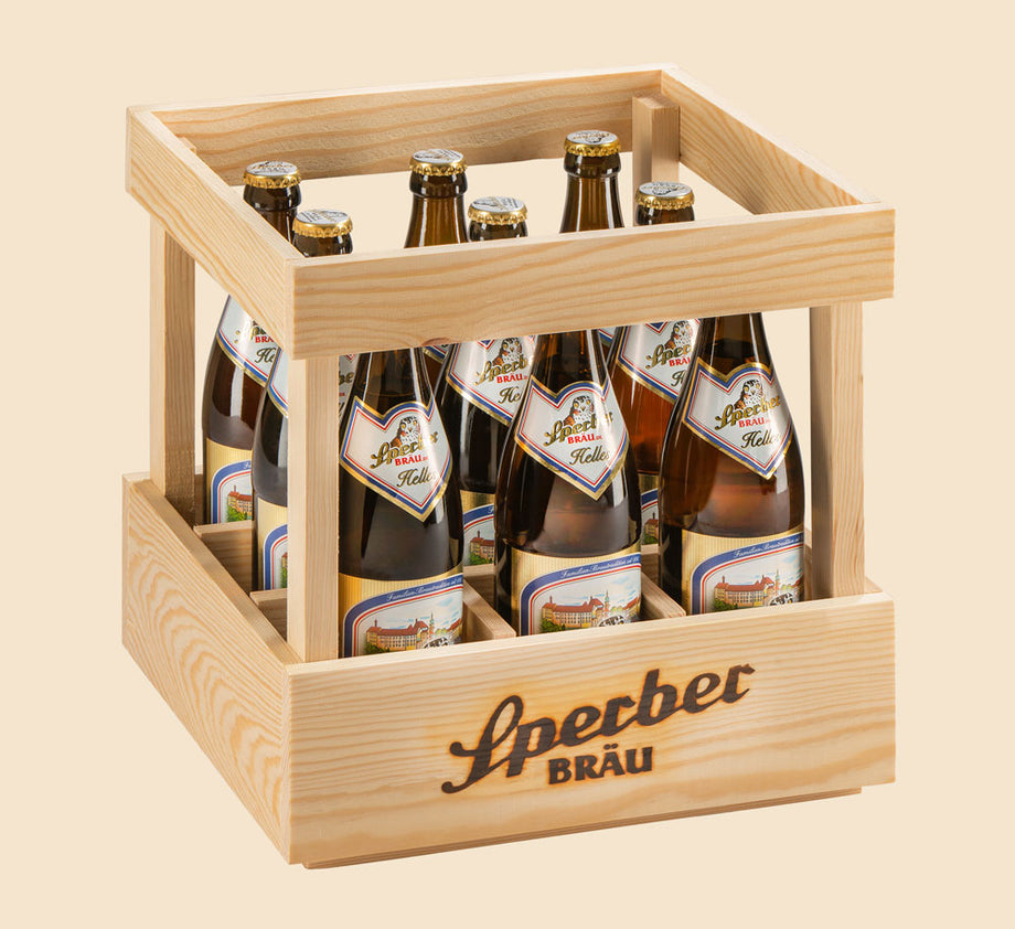 Holzbierkasten inkl. 9 Biere – Sperber-Bräu