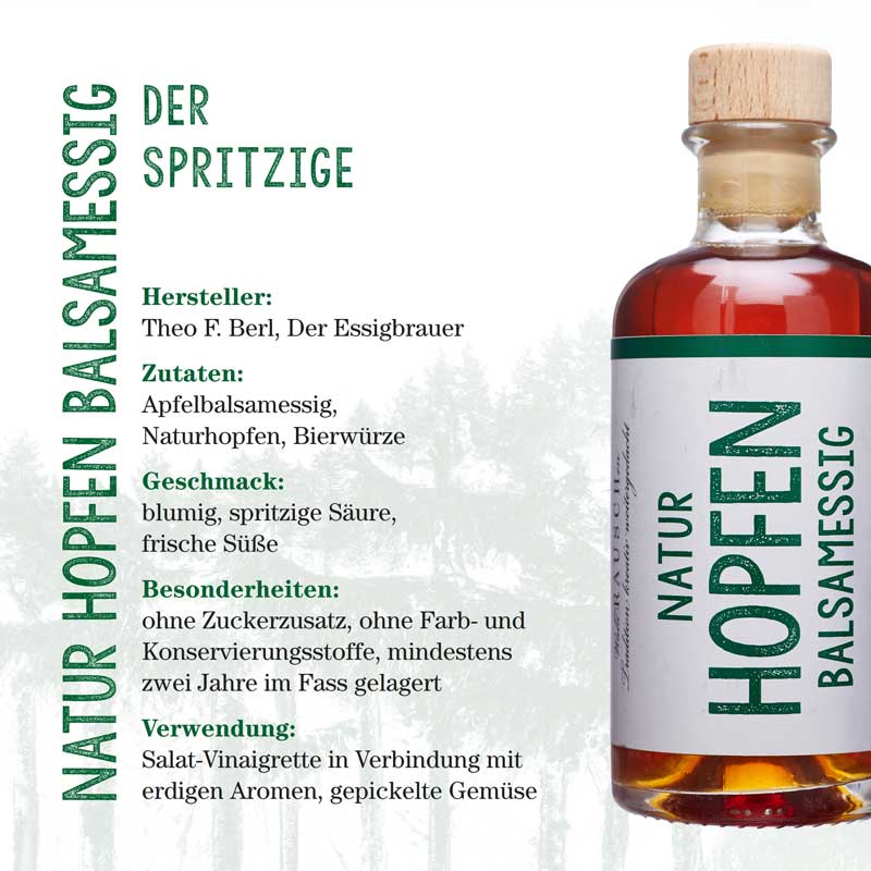 Naturhopfen Balsamessig mit Bierwürze und Hopfendolden - Sperber-Bräu
